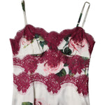 Dolce & Gabbana White Rose Print Satin Lace Tank Top Lingerie TSH90111-38