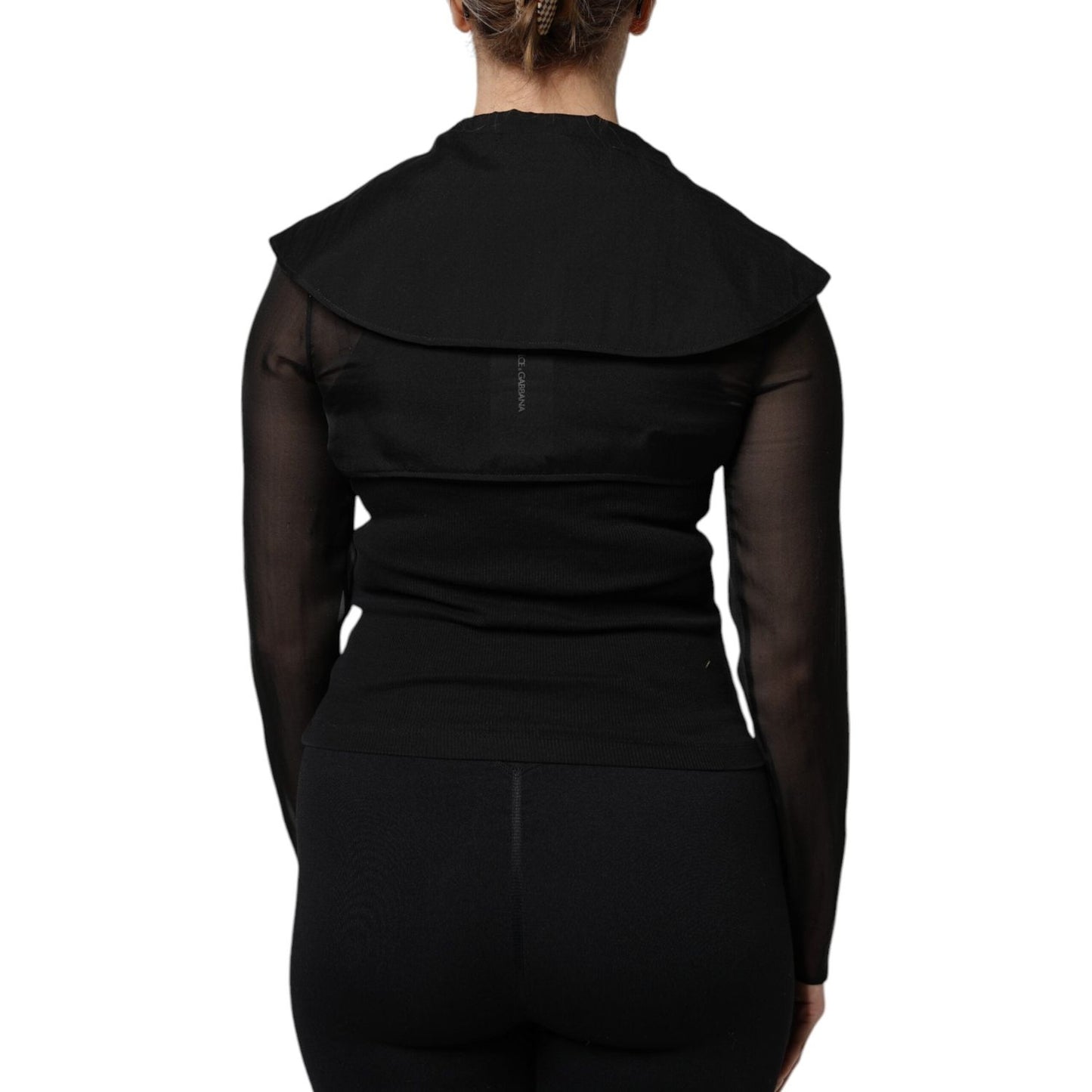 Dolce & Gabbana Black Silk Sheer Long Sleeves Blouse Top TSH878638-40