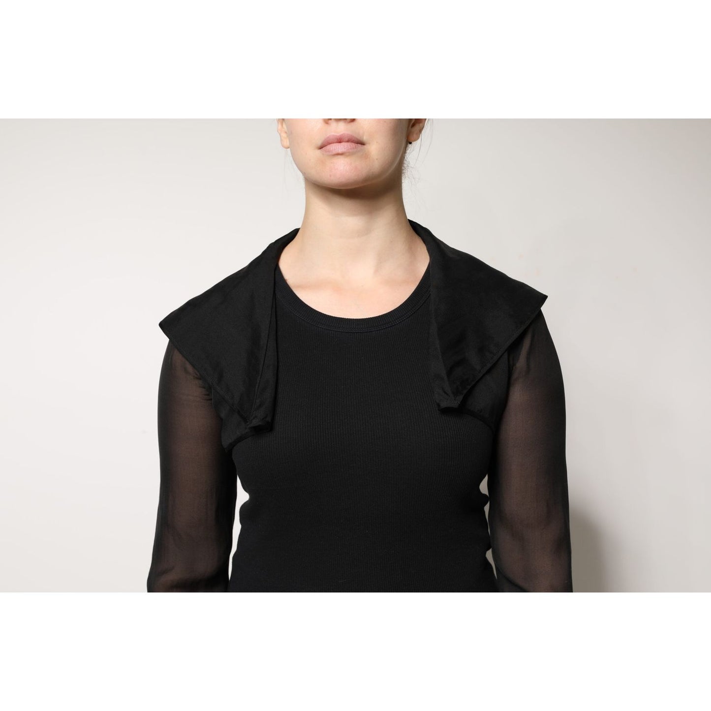 Dolce & Gabbana Black Silk Sheer Long Sleeves Blouse Top TSH878638-40