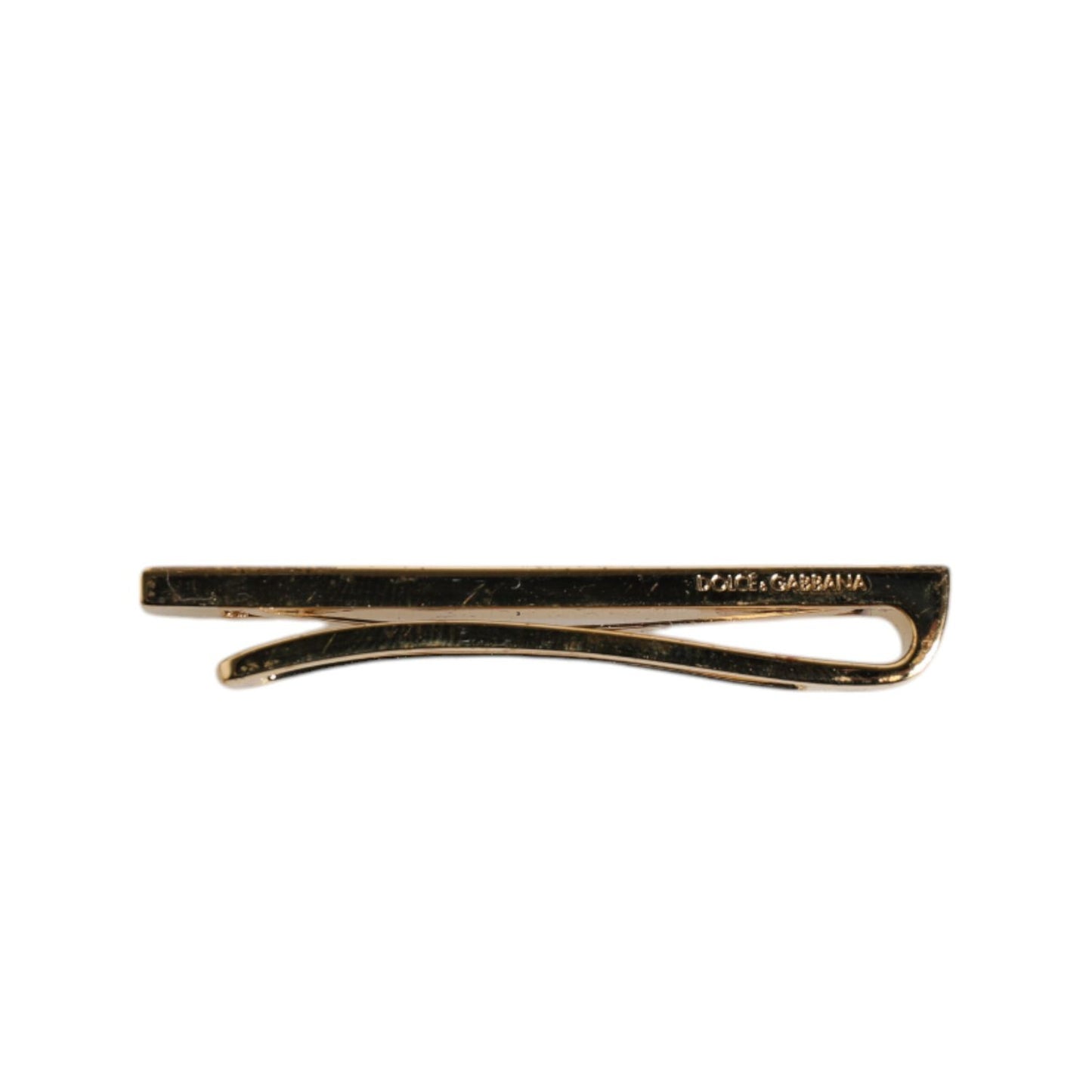 Dolce & Gabbana Gold Tone Brass Crystal Branded Accessory Tie Clip Bar