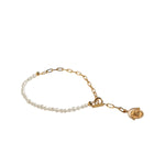 Dolce & Gabbana Gold Chain Brass Faux Pearl Charm Logo Pendant Necklace SMY10460