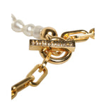 Dolce & Gabbana Gold Chain Brass Faux Pearl Charm Logo Pendant Necklace SMY10460