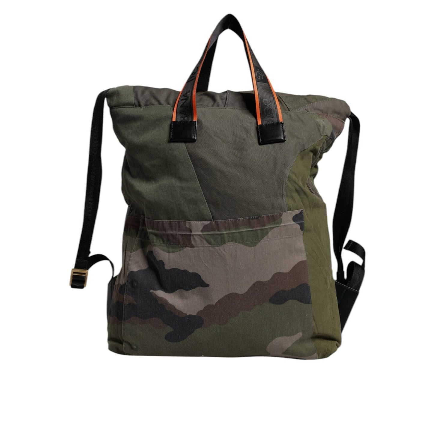 Dolce & Gabbana Military Green Patchwork Rucksack Backpack Bag