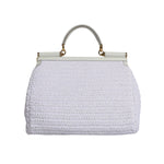 Dolce & Gabbana White Rafia Leather Top Handle Crossbody Bag BAG1630