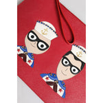 Dolce & Gabbana Red #DGFamily Embellished Leather Clutch Bag