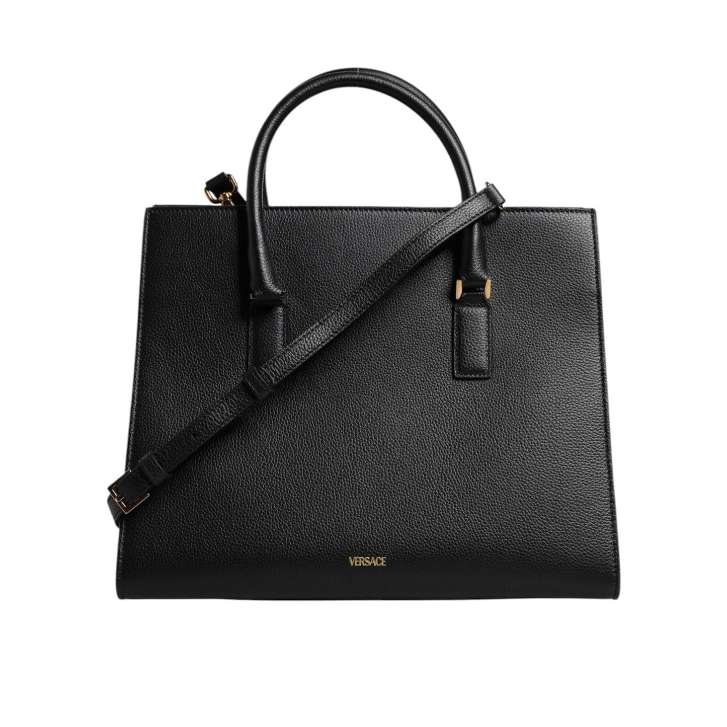 Versace Black Large Leather Top Handle Shoulder Crossbody Bag BAG4390