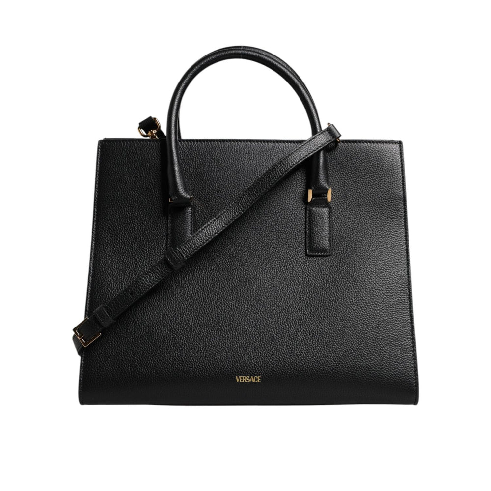 Versace Black Large Leather Top Handle Shoulder Crossbody Bag BAG4390