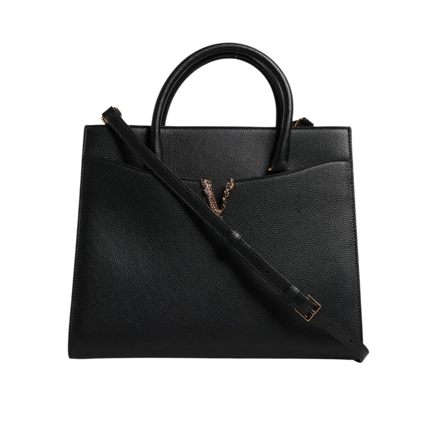 Versace Black Large Leather Top Handle Shoulder Crossbody Bag BAG4390