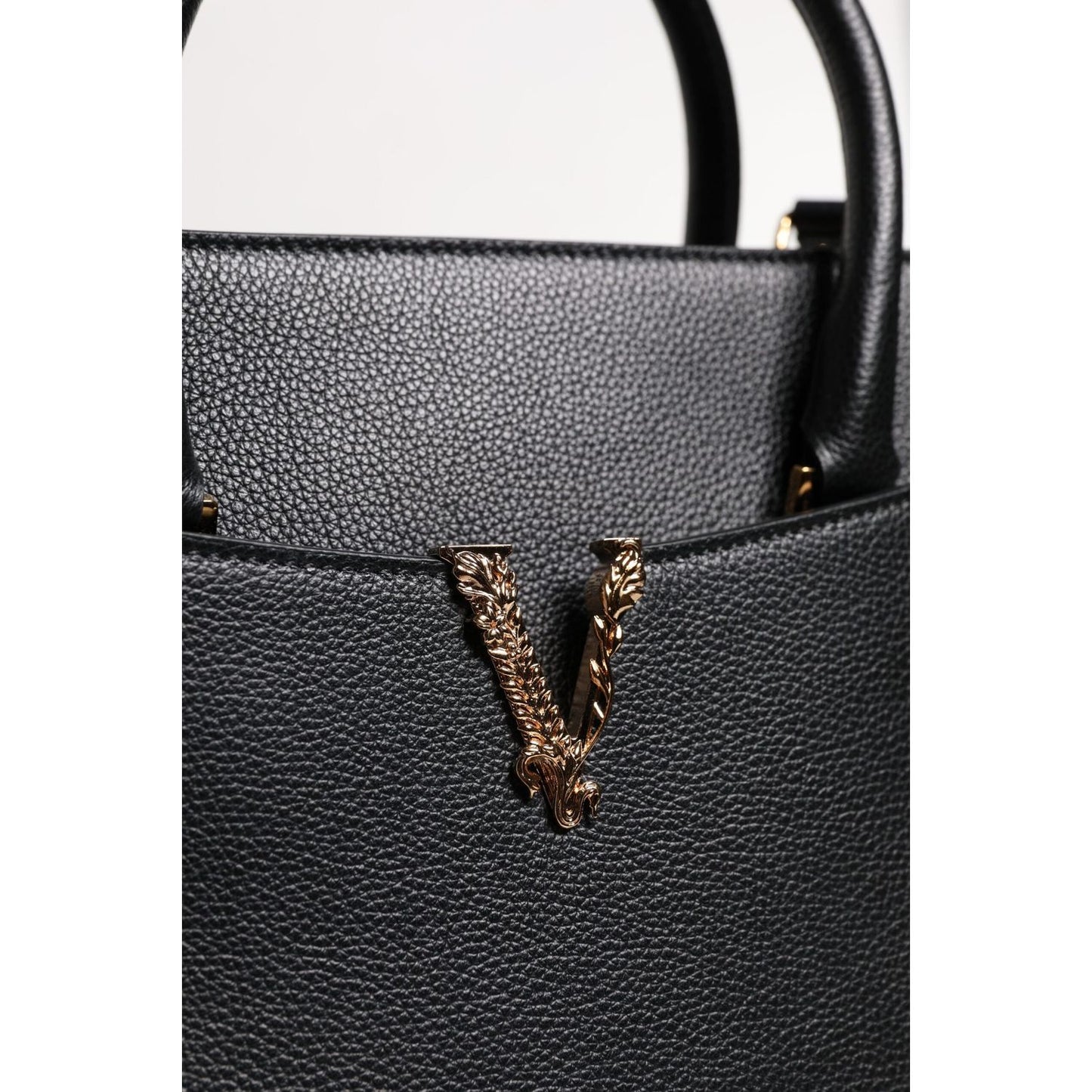 Versace Black Large Leather Top Handle Shoulder Crossbody Bag BAG4390