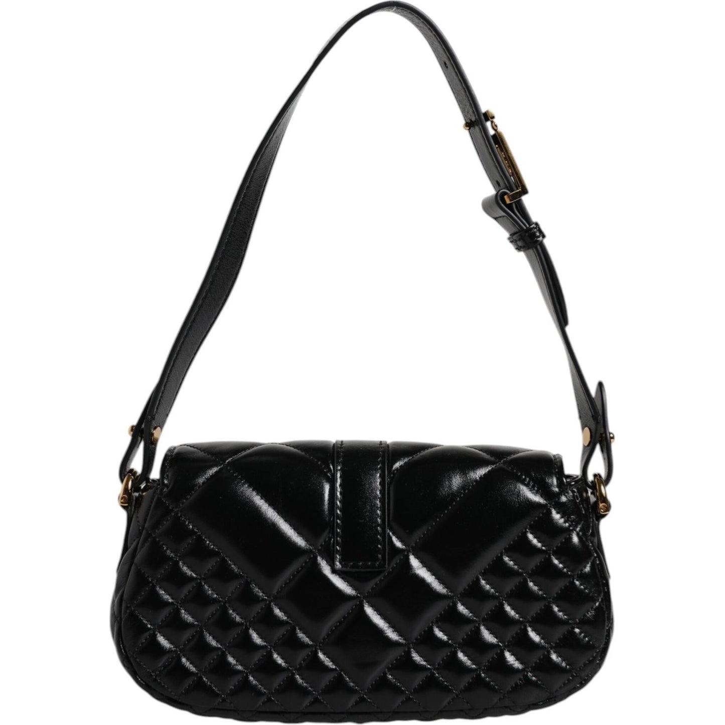 Versace Black Calf Leather Quilted Shoulder Strap Bag BAG4392