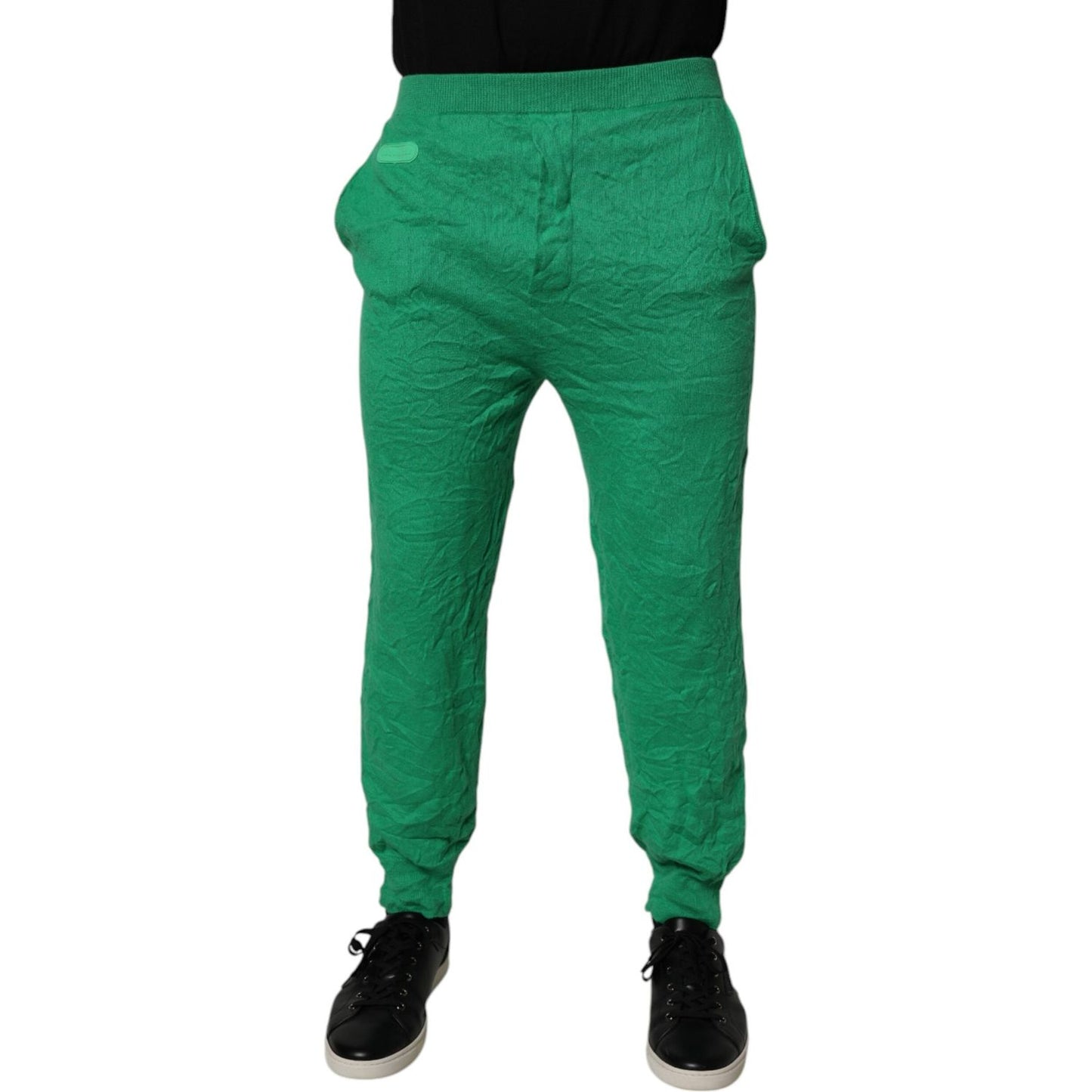 Dsquared² Green Cotton Elastic Waist Men Casual Pants PAN74477-XS