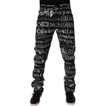 Dolce & Gabbana Black Cotton Logo Print Straight Denim Jeans PAN75137-48