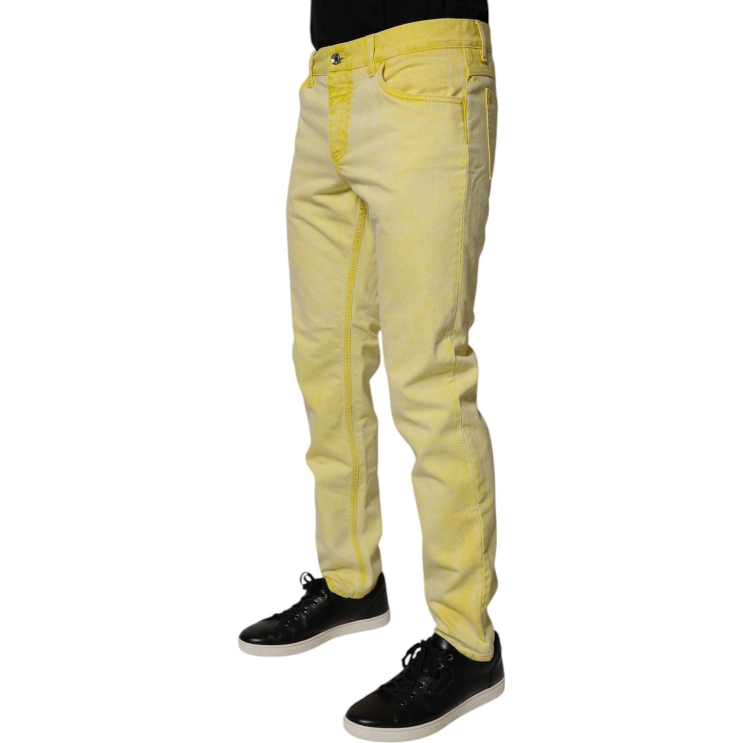 Dolce & Gabbana Yellow Cotton Stretch Skinny Men Denim Jeans PAN75143-48