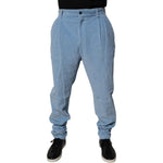 Dolce & Gabbana Light Blue Corduroy Cotton Skinny Denim Jeans PAN75155-50