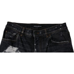 Dolce & Gabbana Black Tattered Cotton Skinny Men Denim Jeans PAN75182-48