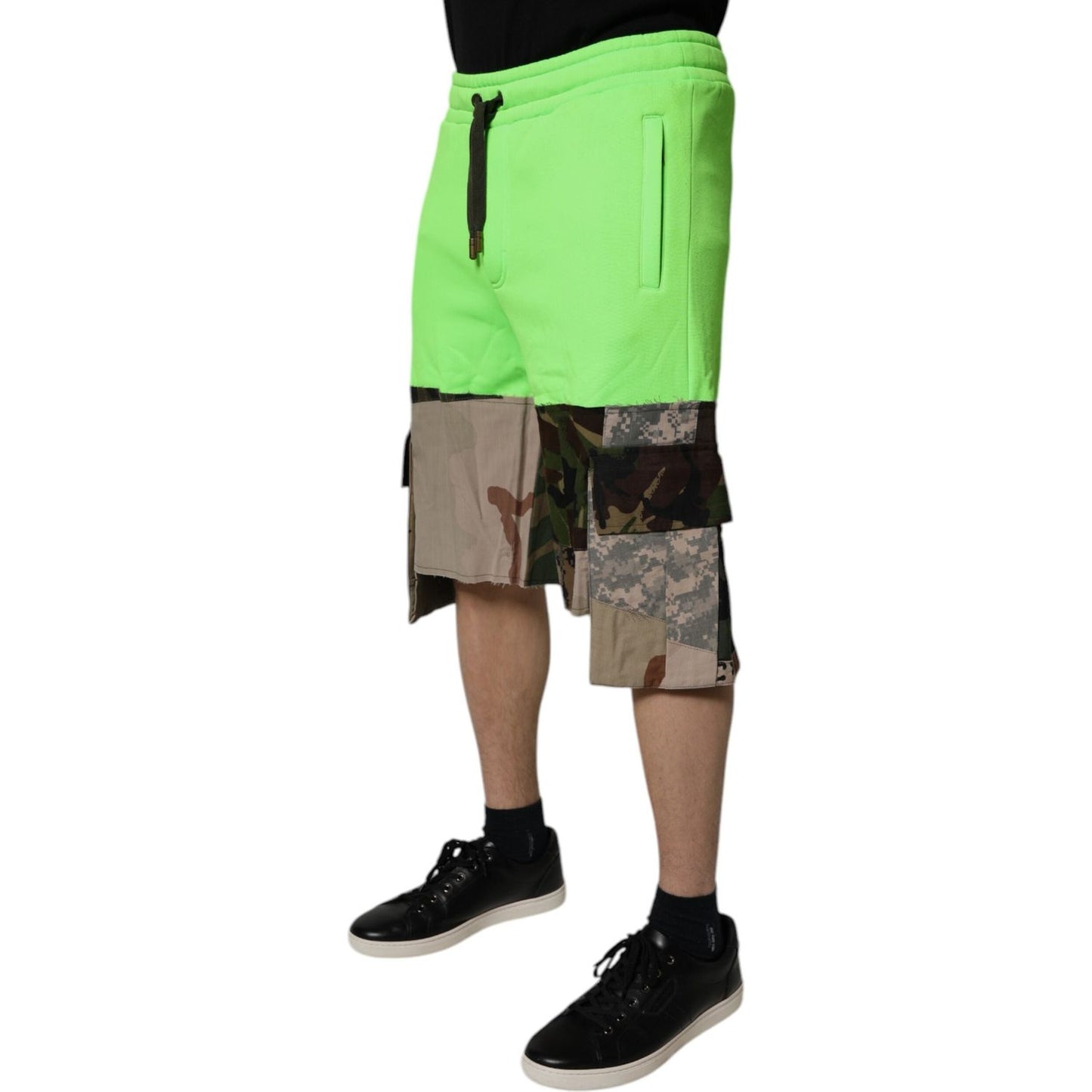 Dolce & Gabbana Green Patchwork Camouflage Men Cargo Shorts PAN75726-44