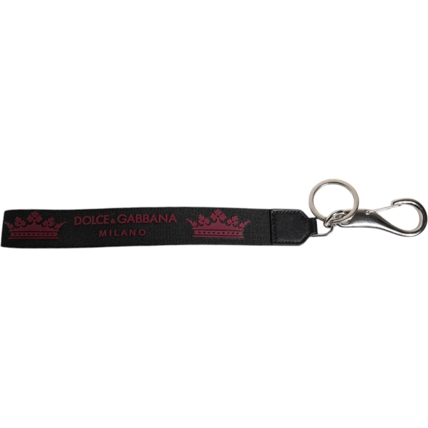 Dolce & Gabbana Black Nylon Logo DG Crown Men's Holder Keychain Keyring SMY10700