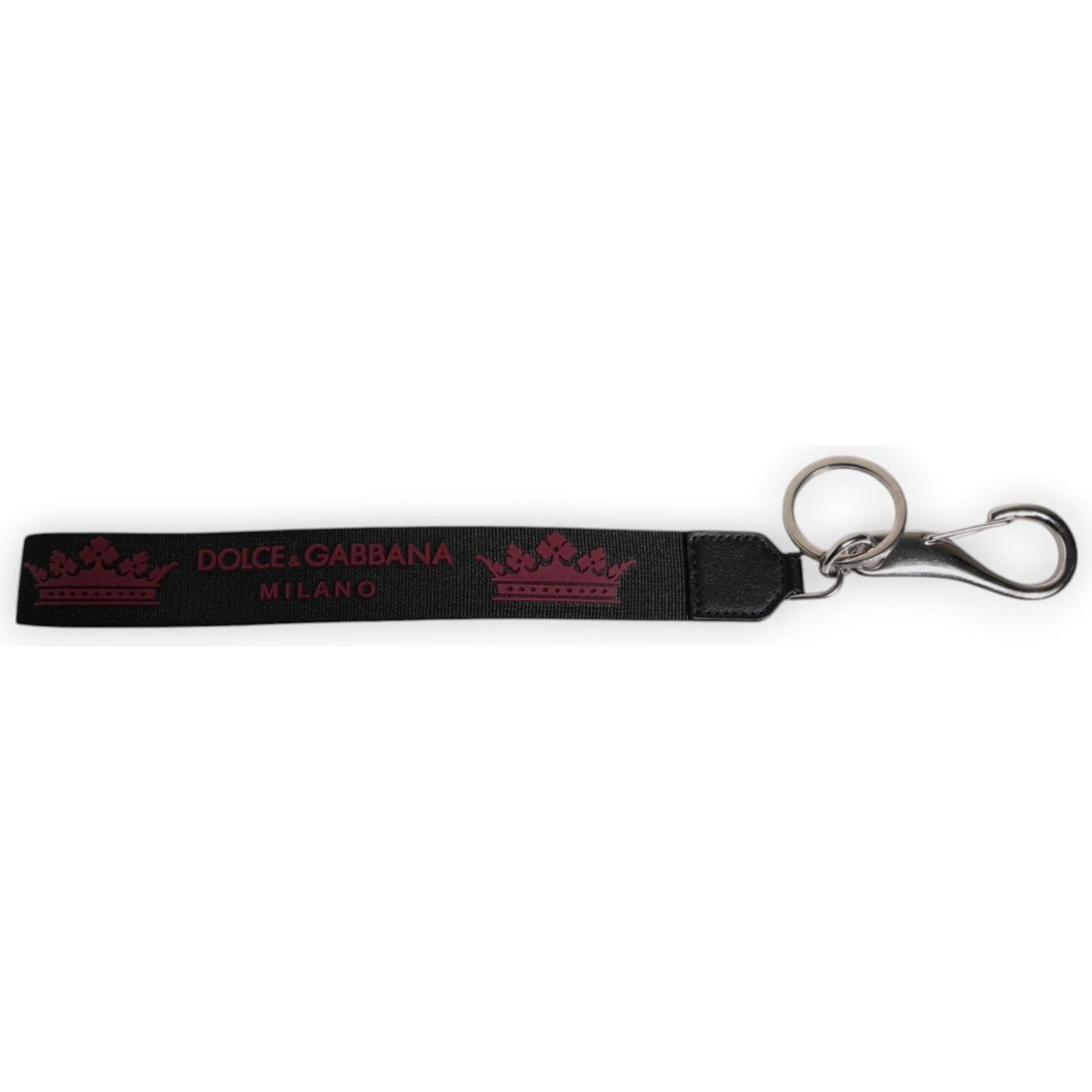 Dolce & Gabbana Black Nylon Logo DG Crown Men's Holder Keychain Keyring SMY10700