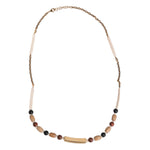 Dolce & Gabbana Black Gold Wooden Beaded Logo Pendant Necklace SMY10687