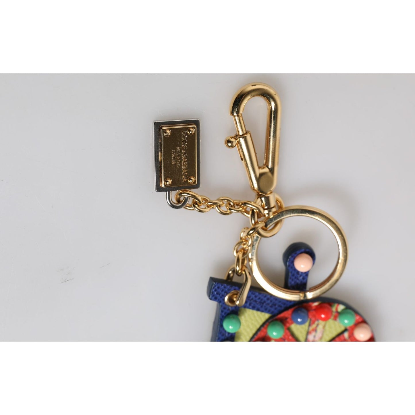 Dolce & Gabbana Multicolor Gold Tone Carretto Keychain Keyring SMY10761