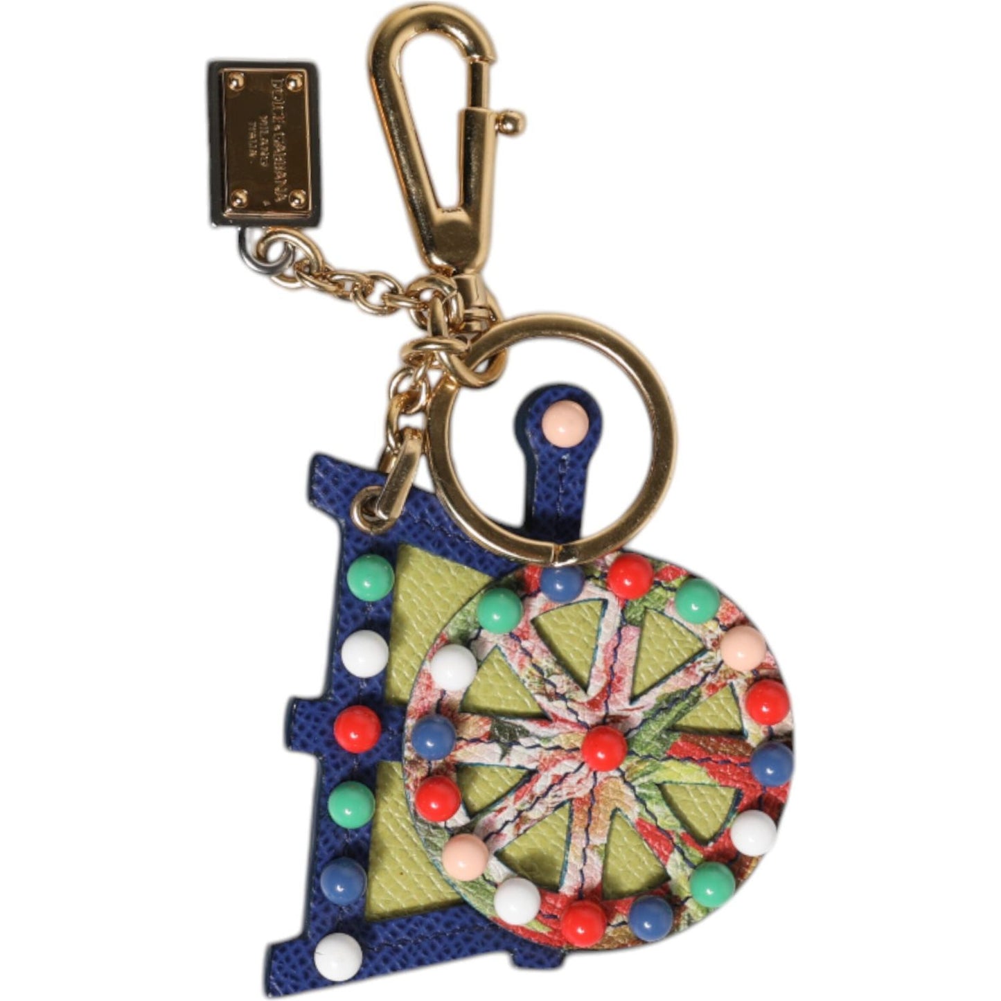 Dolce & Gabbana Multicolor Gold Tone Carretto Keychain Keyring SMY10762