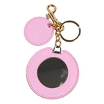 Dolce & Gabbana Pink Calf Leather Gold Metal Logo Print Keyring Keychain