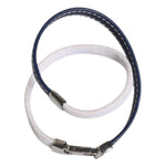 Dolce & Gabbana Blue White Leather Trimmed DG Engraved Silver Tone Clasp Bracelet SMY10689