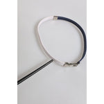 Dolce & Gabbana Blue White Leather Trimmed DG Engraved Silver Tone Clasp Bracelet SMY10689
