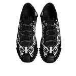 Dolce & Gabbana Black Logo Lace Up Low Top NS1 Sneakers Shoes MV7210-44