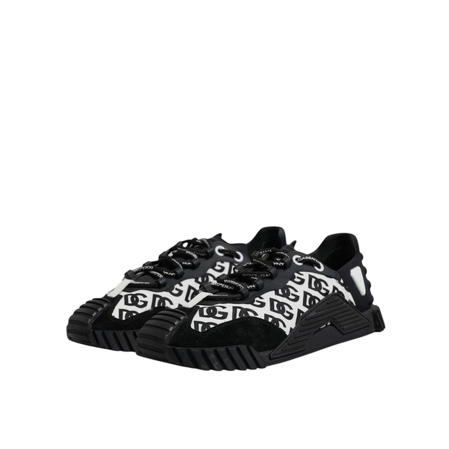 Dolce & Gabbana Black Logo Lace Up Low Top NS1 Sneakers Shoes MV7210-44
