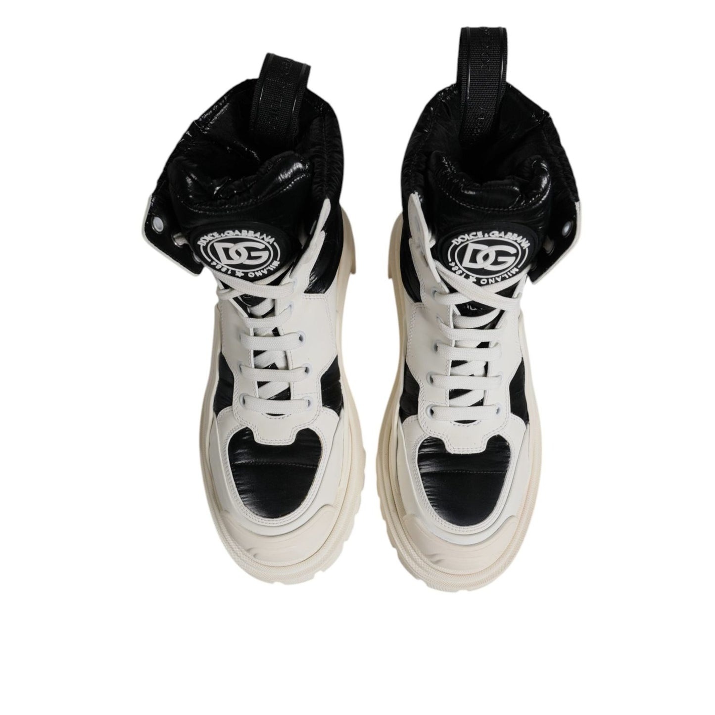 Dolce & Gabbana White Padded Mid Calf Lace Up Boots Shoes LA12542-38.5