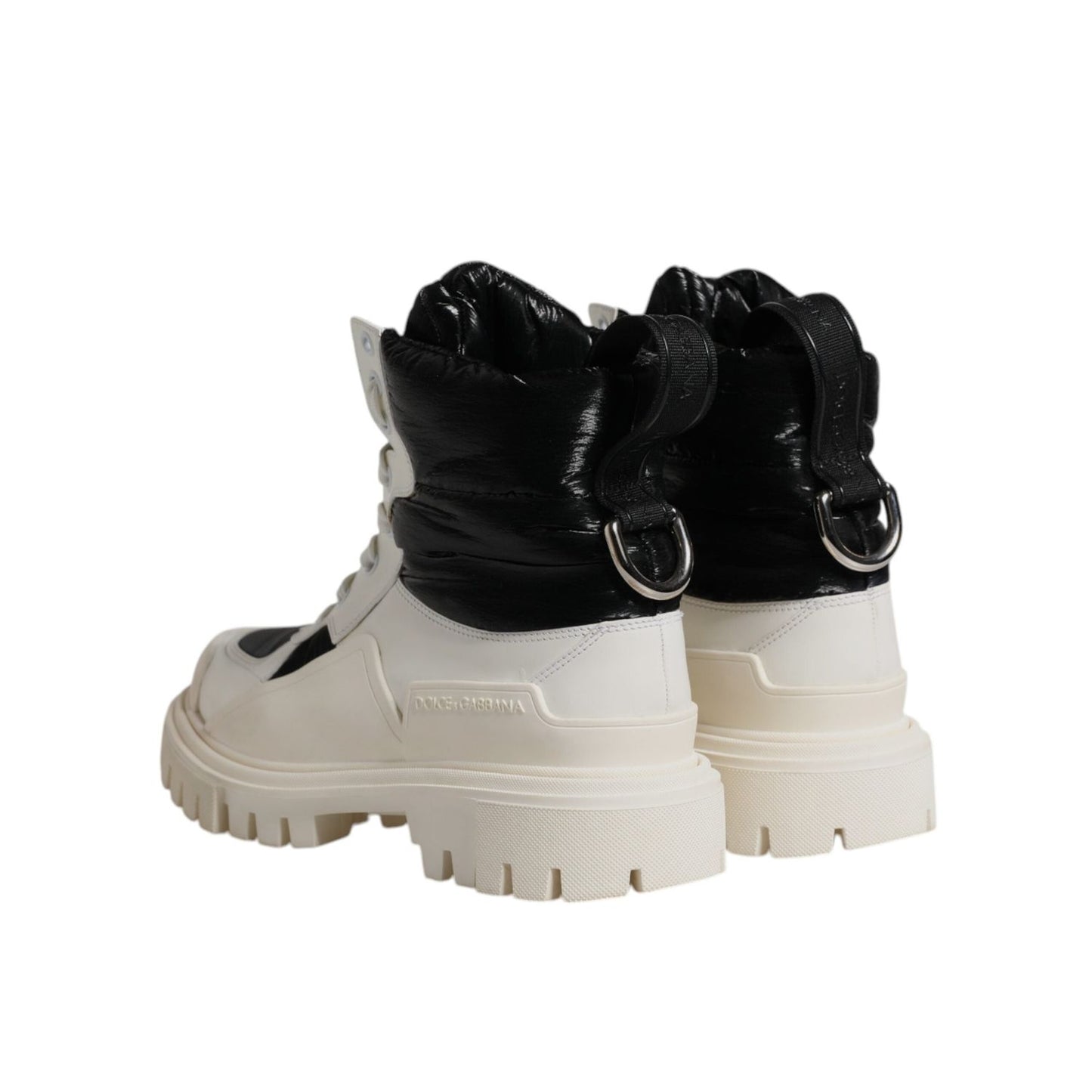 Dolce & Gabbana White Padded Mid Calf Lace Up Boots Shoes LA12542-38.5