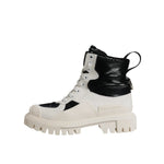 Dolce & Gabbana White Padded Mid Calf Lace Up Boots Shoes LA12542-38.5