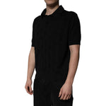 Dolce & Gabbana Black Silk Collared Polo T-shirt TSH86330-58