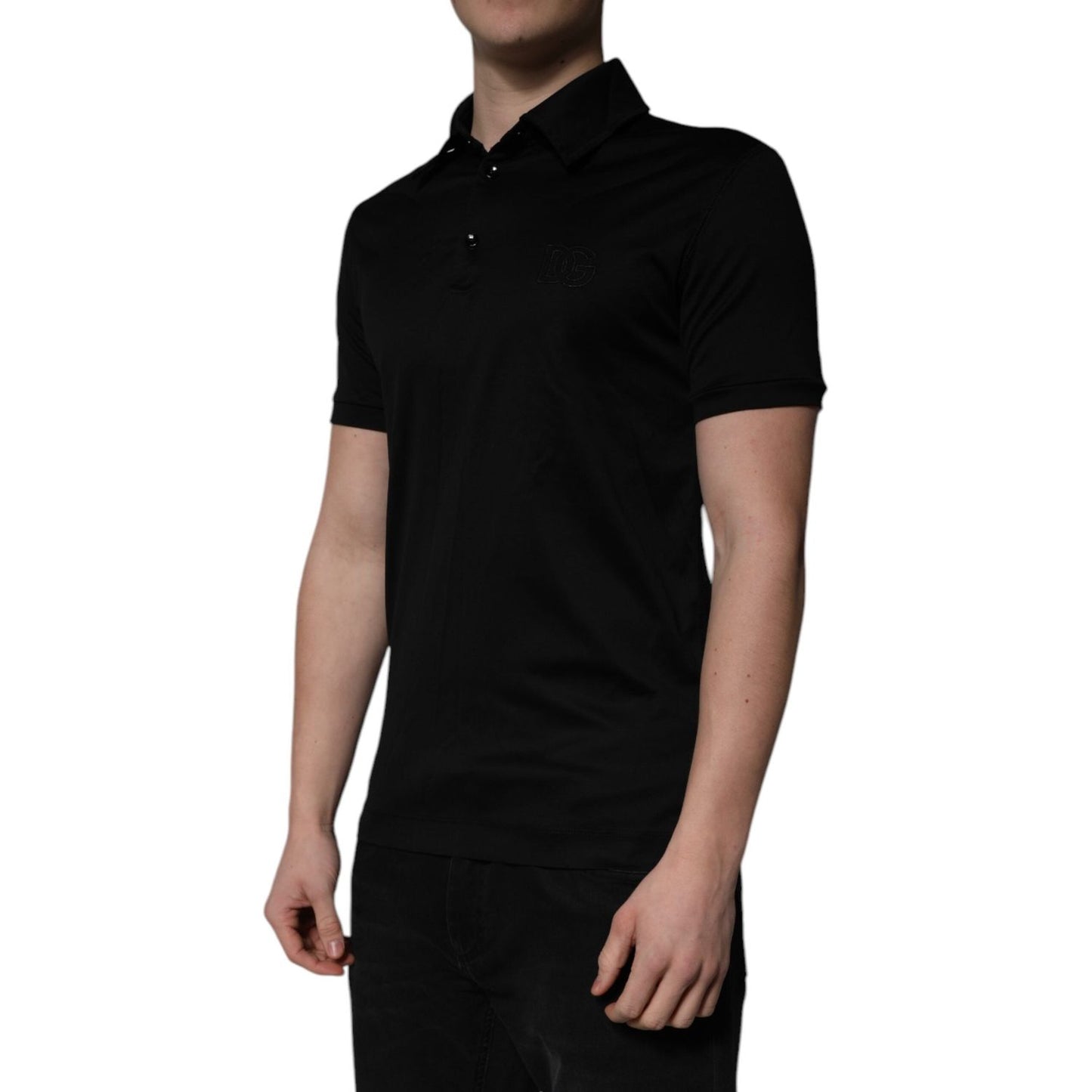 Dolce & Gabbana Black Cotton Collared Polo T-shirt TSH86467-48