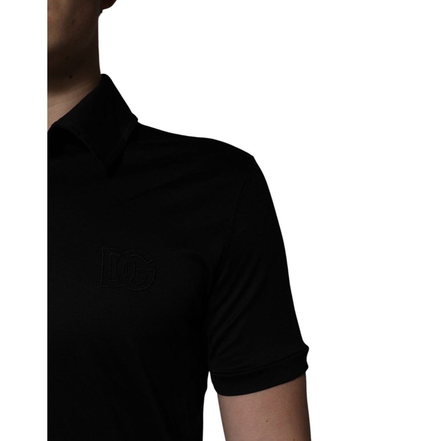 Dolce & Gabbana Black Cotton Collared Polo T-shirt TSH86467-48