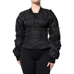 Dolce & Gabbana Black Nylon Full Zip Bustier Corset Jacket JKT41370-36