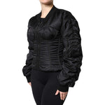 Dolce & Gabbana Black Nylon Full Zip Bustier Corset Jacket JKT41370-36