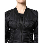 Dolce & Gabbana Black Nylon Full Zip Bustier Corset Jacket JKT41370-36