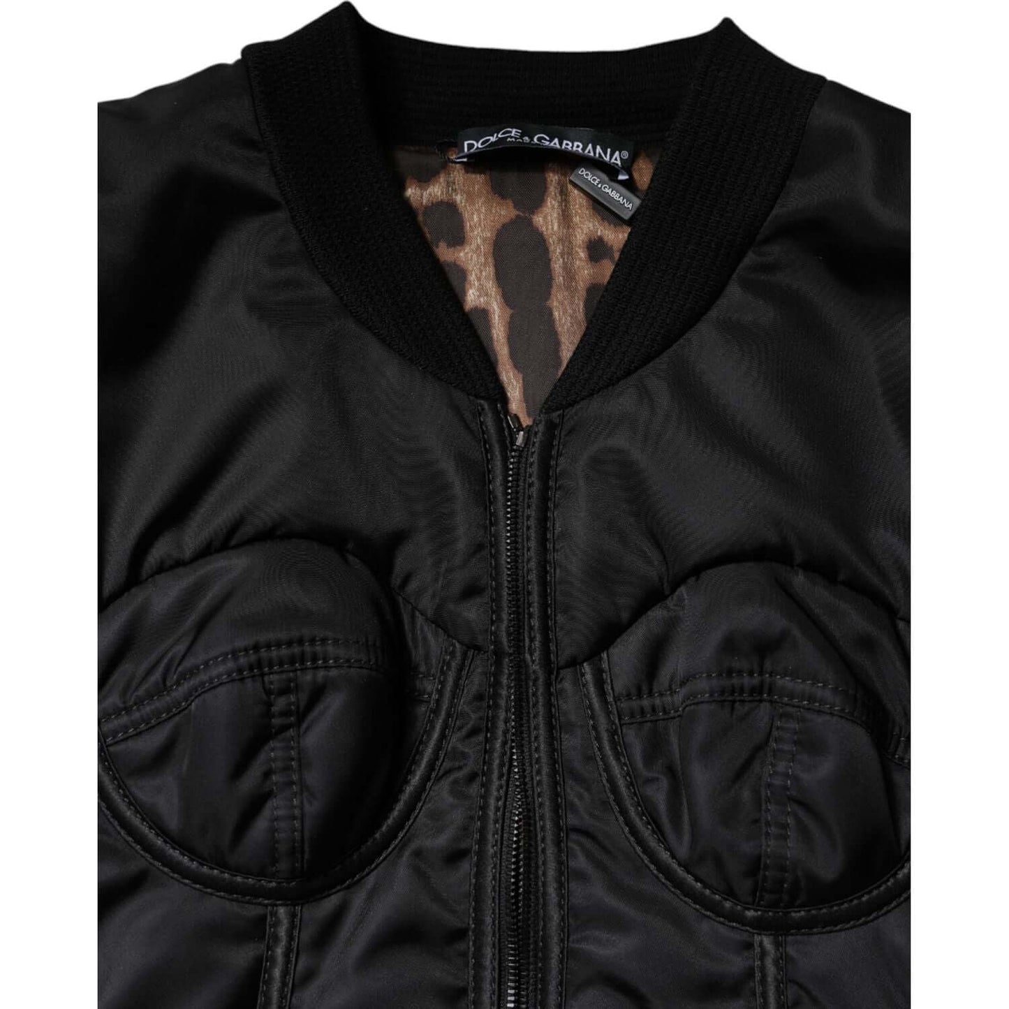 Dolce & Gabbana Black Nylon Full Zip Bustier Corset Jacket JKT41370-36