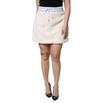 Dolce & Gabbana Off White Faux Fur High Waisted Mini Skirt