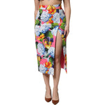 Dolce & Gabbana Multicolor Floral Print High Waist Midi Skirt SKI2126-40