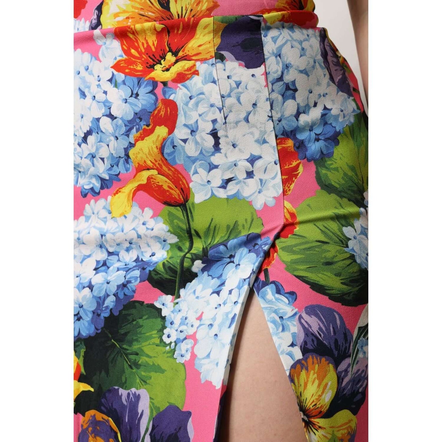 Dolce & Gabbana Multicolor Floral Print High Waist Midi Skirt SKI2126-40
