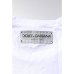Dolce & Gabbana White Cotton Printed Round Neck Top T-shirt