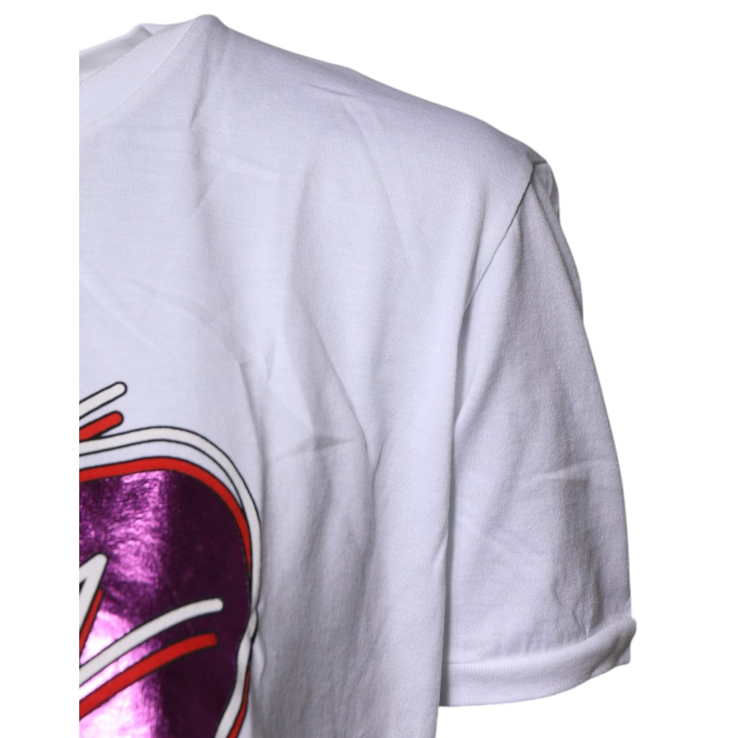 Dolce & Gabbana White Printed Cotton Round Neck Top T-shirt
