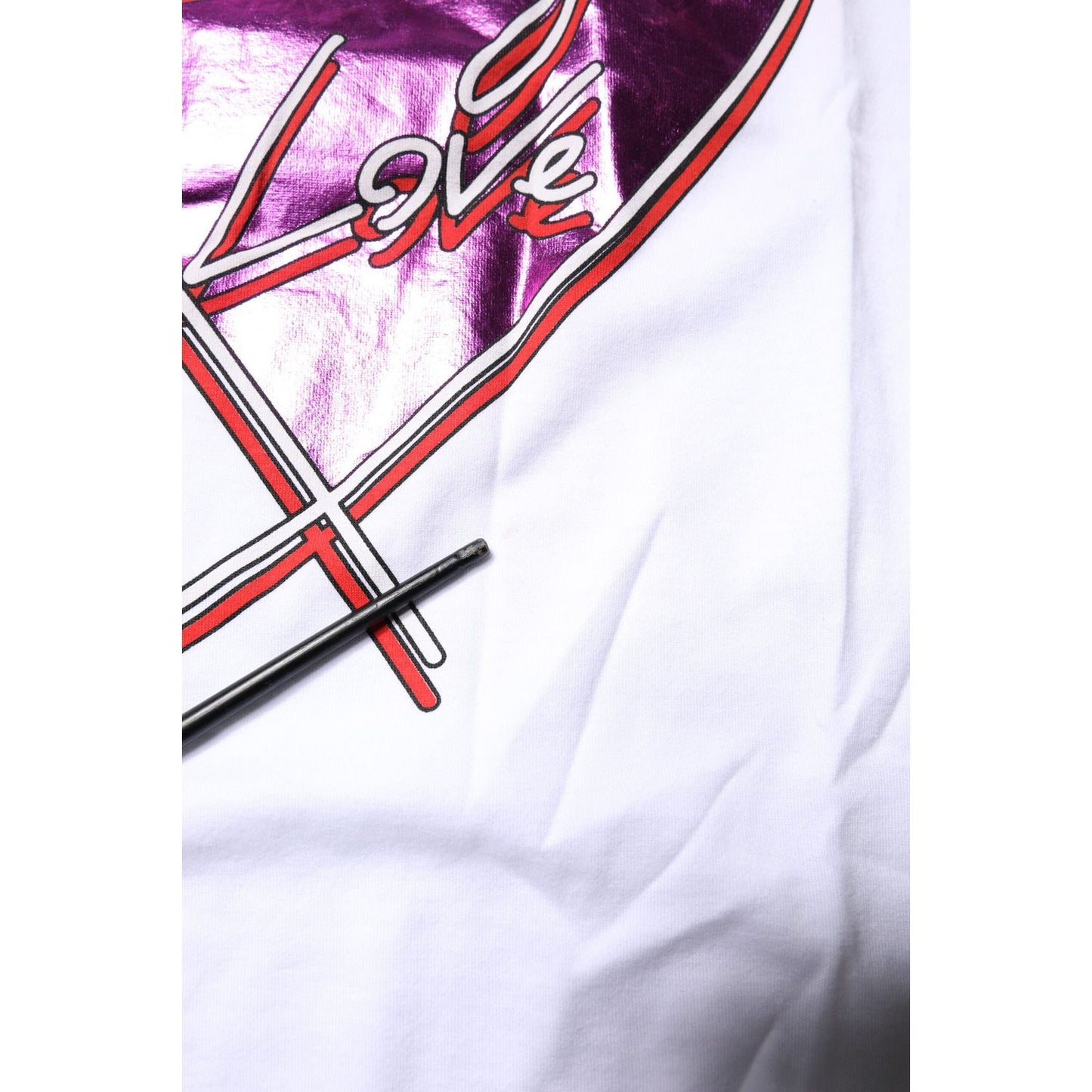 Dolce & Gabbana White Printed Cotton Round Neck Top T-shirt