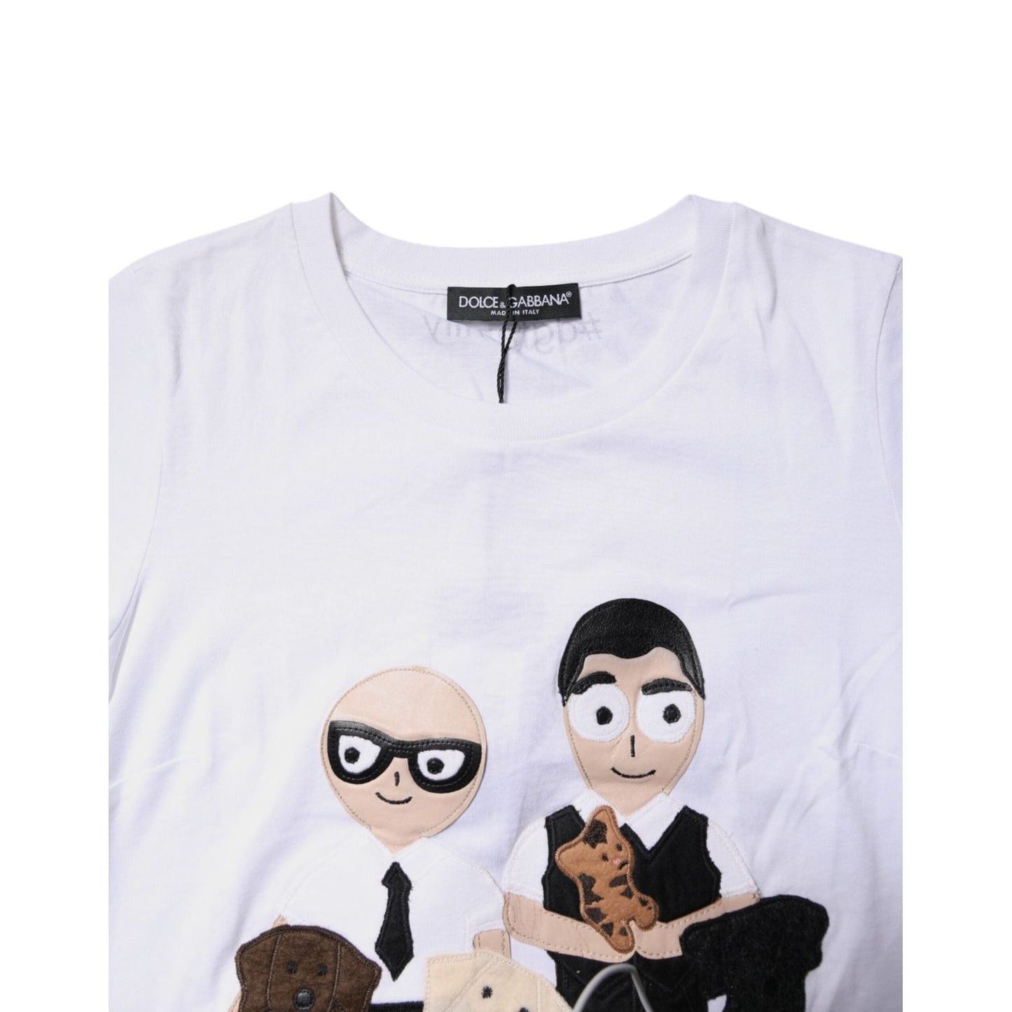 Dolce & Gabbana White Cotton #DGFAMILY Embroidery T-shirt TSH87276-36
