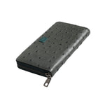 Dolce & Gabbana Green Ostrich Logo Plaque Zip Around Continental Wallet