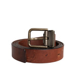 Dolce & Gabbana Brown Leather Metal Buckle Classic Belt BEL9300-90