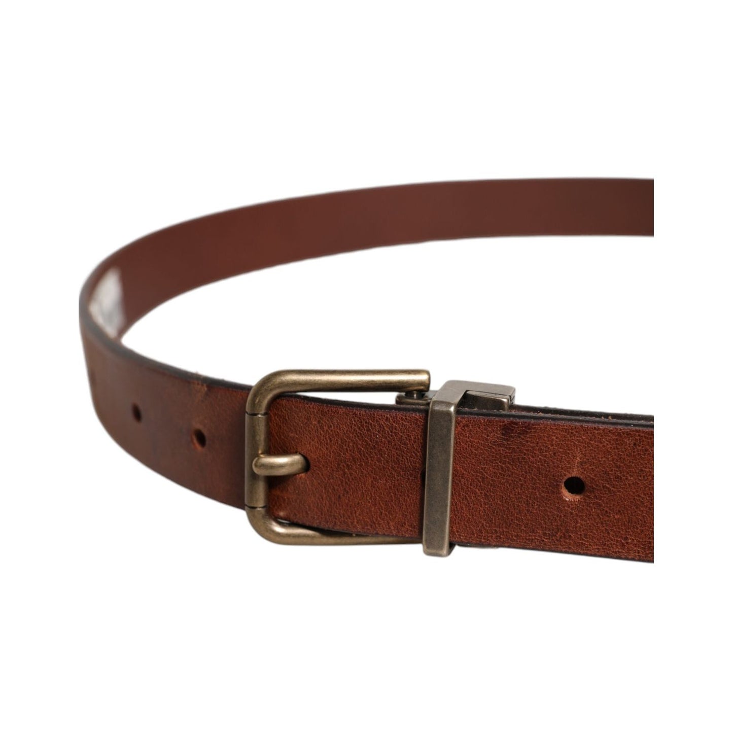 Dolce & Gabbana Brown Leather Metal Buckle Classic Belt BEL9300-90